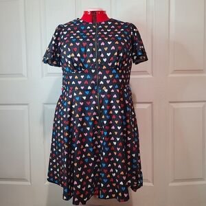 2xUnique Vintage Heart Dress sz 2X ❤🖤💛🤍💙
